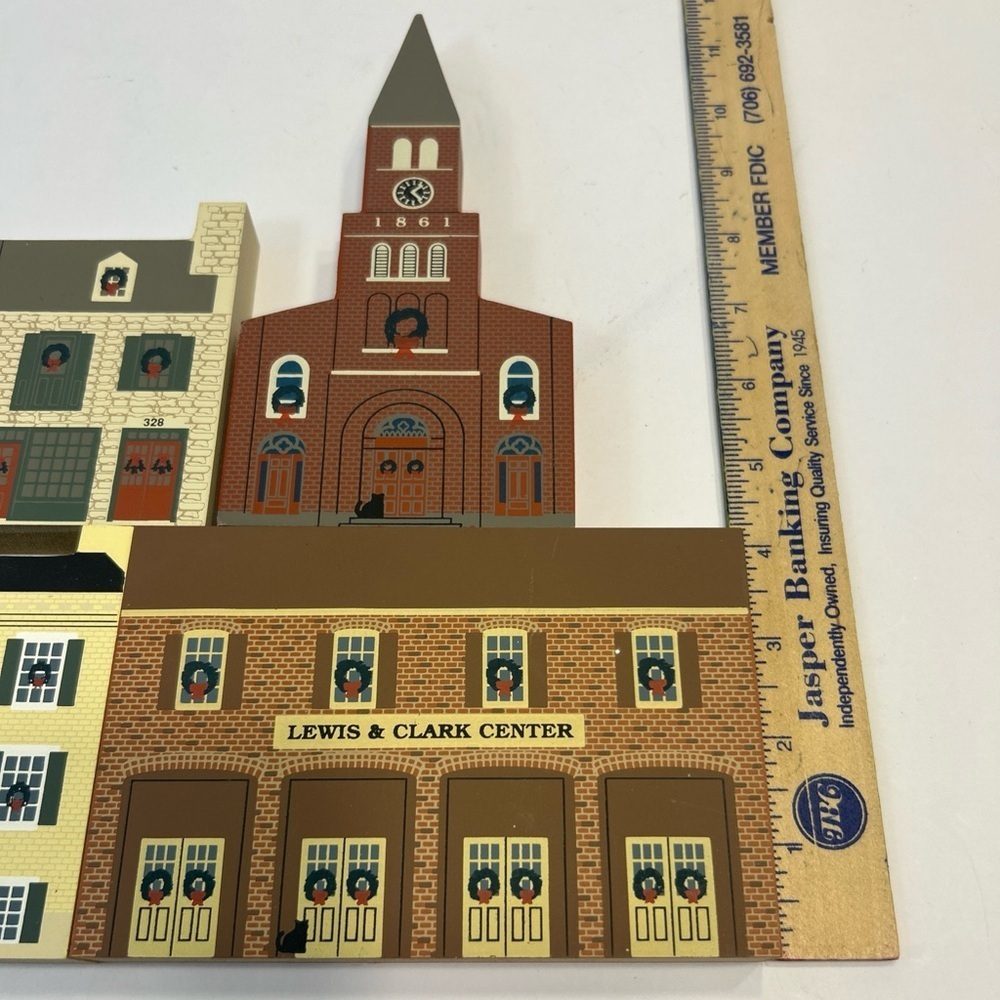 Vintage 1993 Cat’s Meow St Charles Christmas Series Wood Buildings Lot Of 4 - Picture 12 of 12